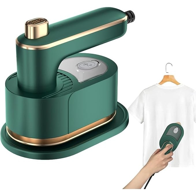 Mini Fier de Calcat, Leski, Pliabil si Portabil, Calcare Verticala/Orizonala, cu Abur, 50 ml, 40W, 10.5 x 12 cm, Verde