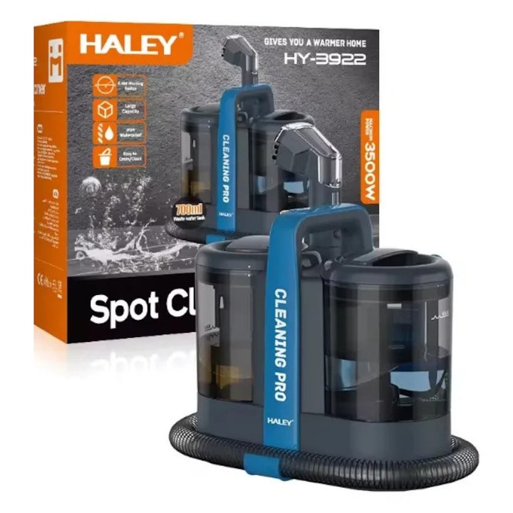 Aspirator, Aparat de Curatat HALEY HY-3922, cu Injectie/Extractie, 3500W, Indeparteaza Petele si Murdaria Rapid si Eficient