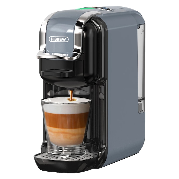 Cafetiera H2B, functie espresso, cafea calda/rece, plastic, gri, HIBREW