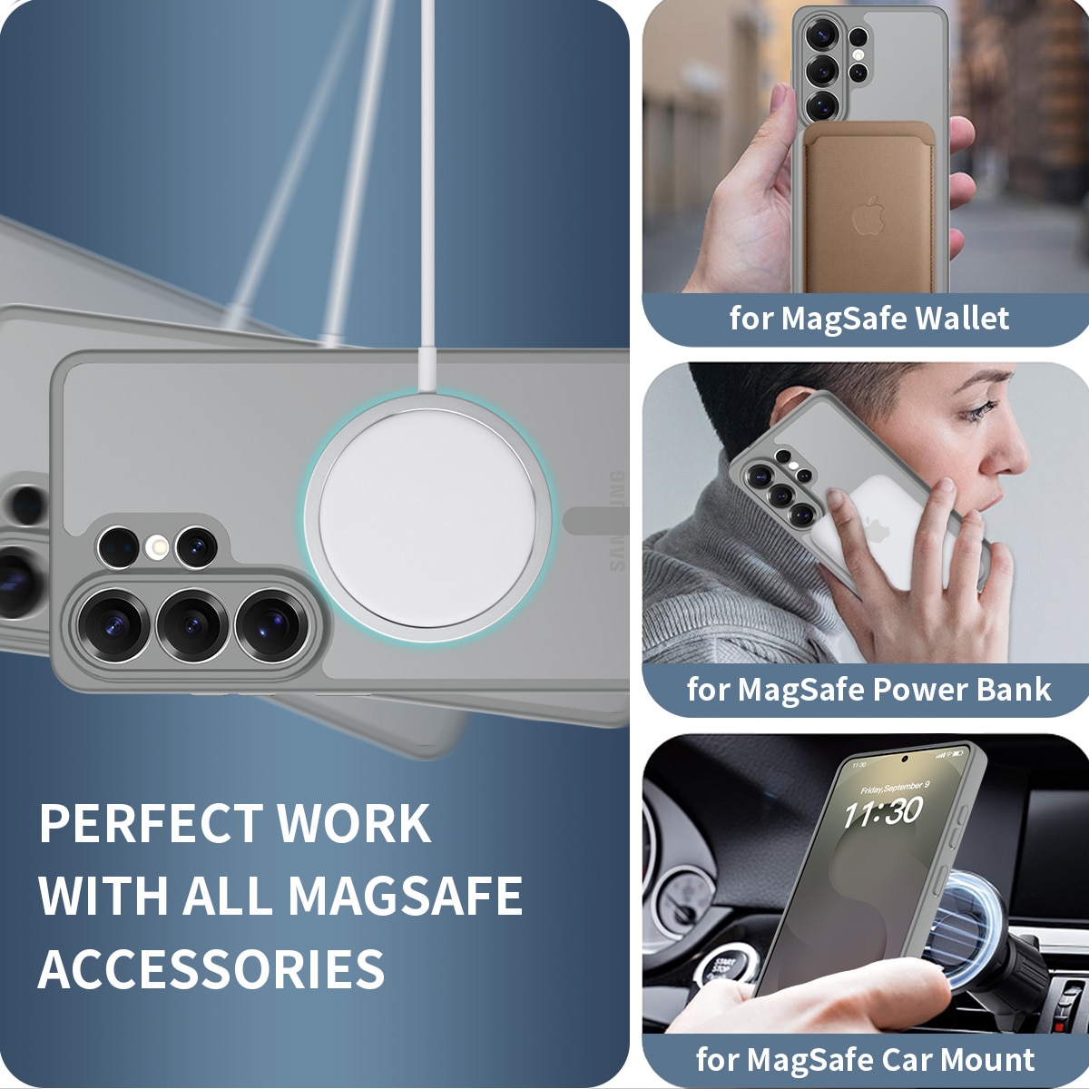 Husa de protectie pentru Samsung Galaxy S26 Ultra, Omelivon, MagSafe, Protectie completa, Anti-Soc, Decupaje Precise, Incarcare Wireless, Materiale Premium, Gri inchis