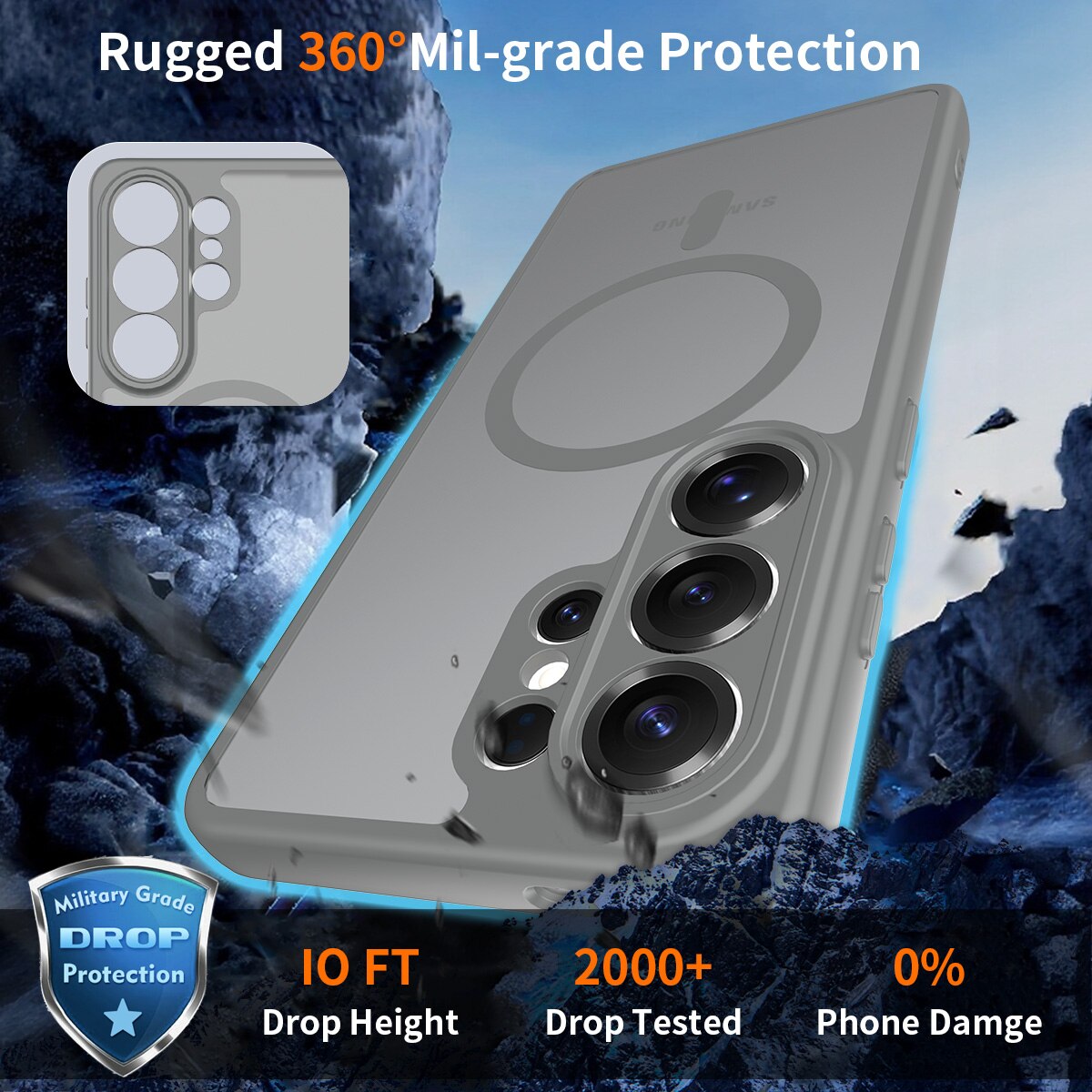 Husa de protectie pentru Samsung Galaxy S26 Ultra, Omelivon, MagSafe, Protectie completa, Anti-Soc, Decupaje Precise, Incarcare Wireless, Materiale Premium, Gri inchis