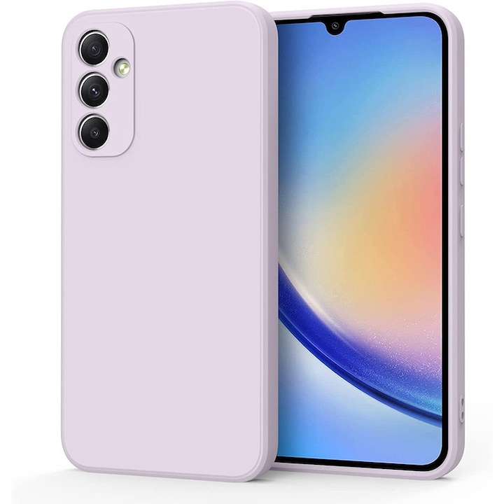 Husa pentru Samsung Galaxy A55, silicon lichid, Calitate Premium, Interior din Microfibra, Protectie Sporita, Antisoc, Violet deschis