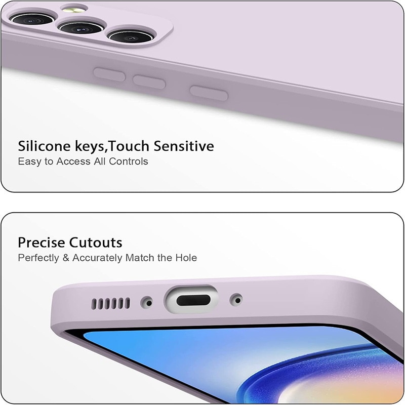 Husa pentru Samsung Galaxy A55, silicon lichid, Calitate Premium, Interior din Microfibra, Protectie Sporita, Antisoc, Violet deschis