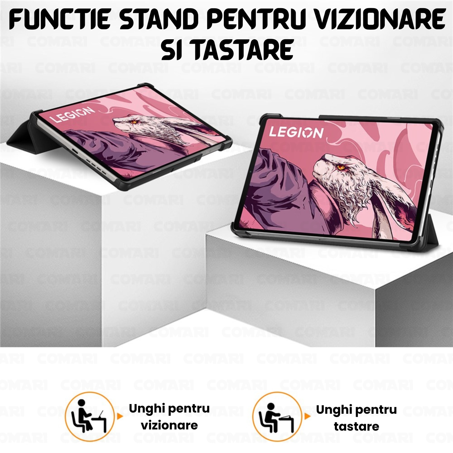 Husa pentru Lenovo Legion Tab Gen 3 Comari® EliteCover, protectie completa, functie stand multipla, design elegant tip carte, Urban