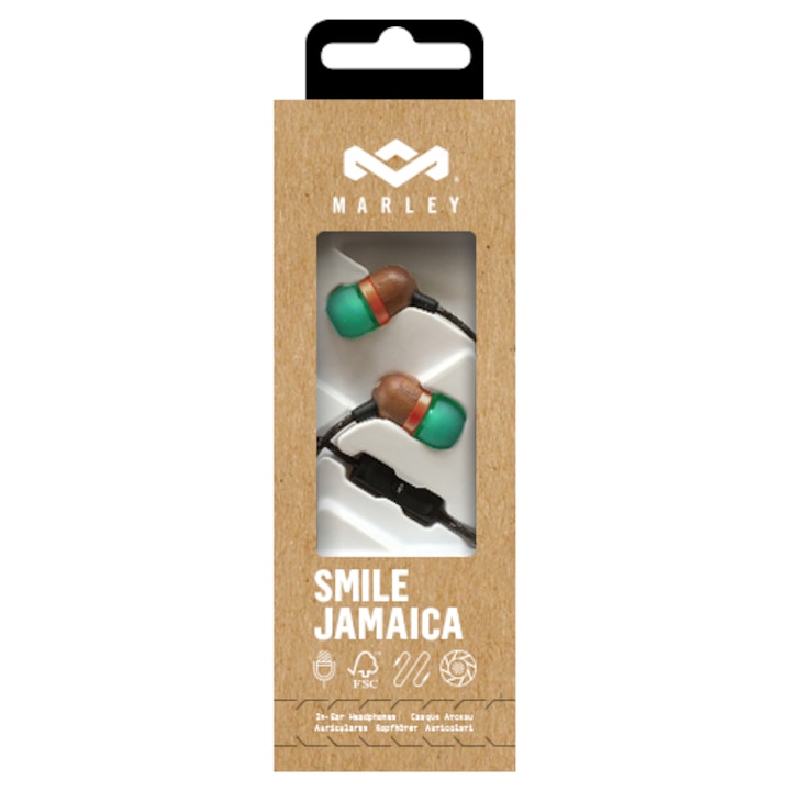 Casti in-ear House of Marley Smile Jamaica EM-JE041, Rasta