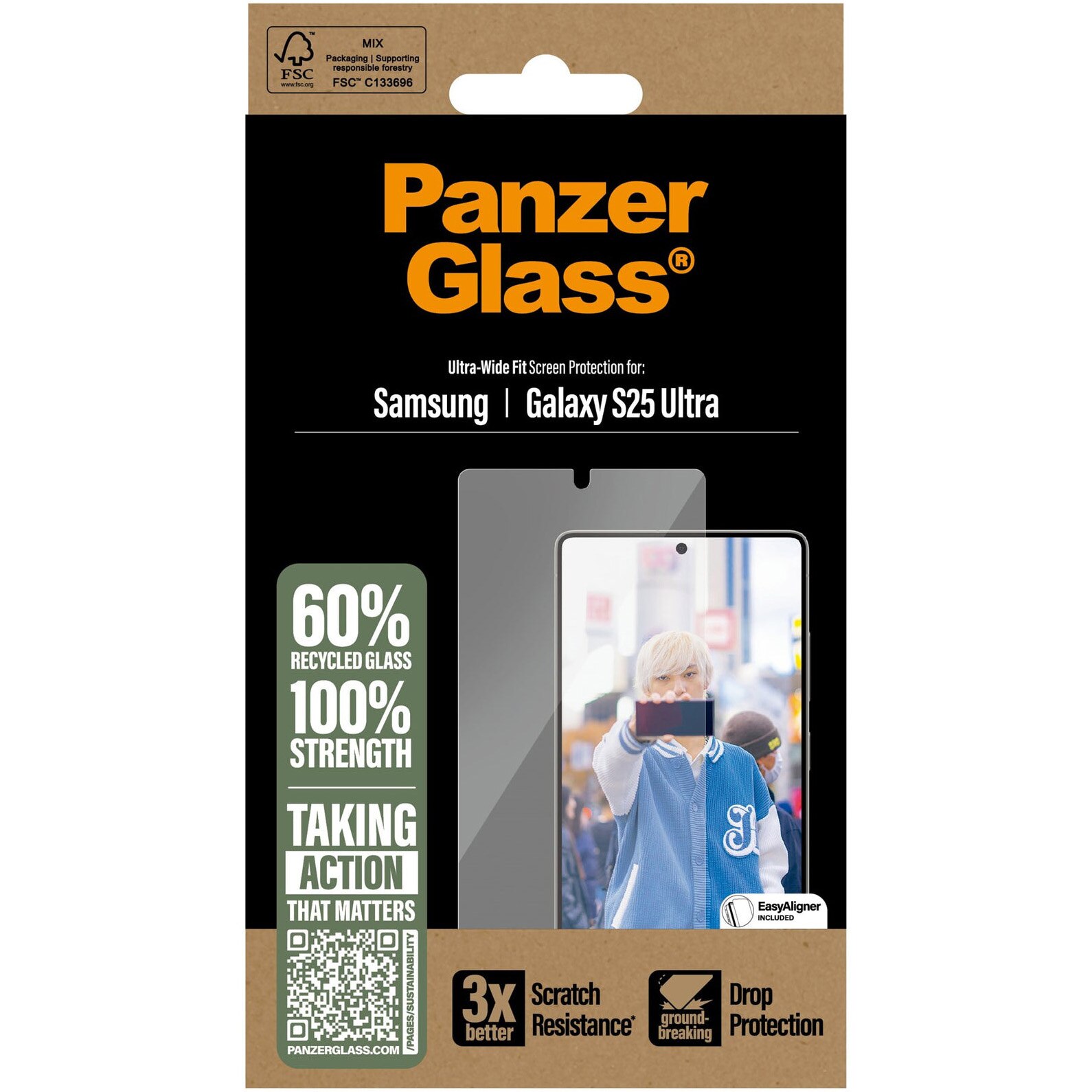 Folie de protectie sticla PanzerGlass UWF cu aplicator pentru Samsung Galaxy S25 Ultra, Transparent
