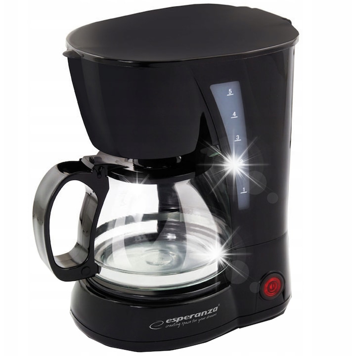 Cafetiere Esperanza Robusta 0,6l, negru, automata, cu functie de oprire automata