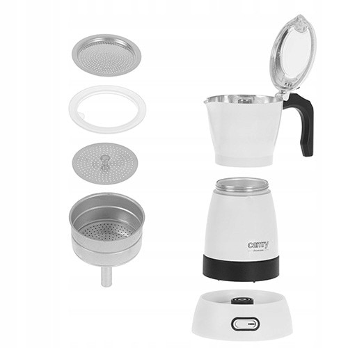 Cafetiere electrica Camry CR 4415, 300ml, 6 cesti, compacta, alba/neagra, 480W, rotativa 360