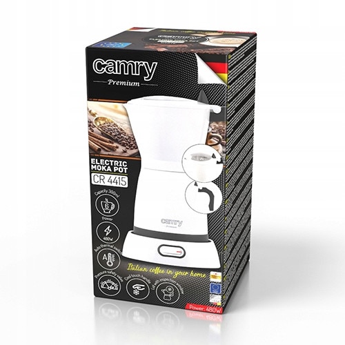 Cafetiere electrica Camry CR 4415, 300ml, 6 cesti, compacta, alba/neagra, 480W, rotativa 360