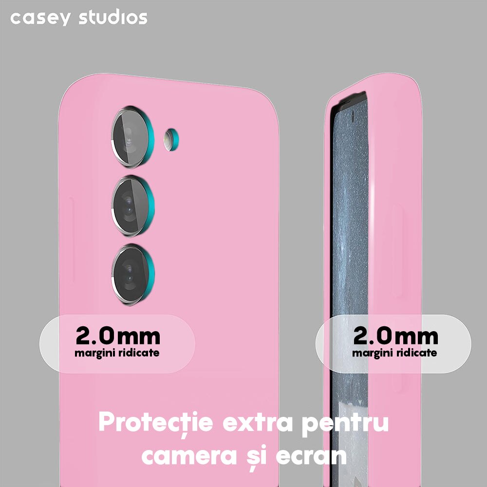 Husa CASEY STUDIOS™ compatibila cu Samsung Galaxy S23, Soft Silicone Premium, Microfibra in Interior, de Protectie, Ultra Slim, pentru Incarcare Wireless, Margini Ridicate pentru Protectia Ecranului si a Camerelor, Roz