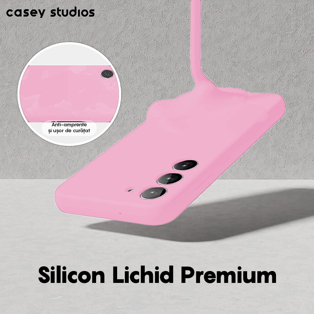 Husa CASEY STUDIOS™ compatibila cu Samsung Galaxy S23, Soft Silicone Premium, Microfibra in Interior, de Protectie, Ultra Slim, pentru Incarcare Wireless, Margini Ridicate pentru Protectia Ecranului si a Camerelor, Roz