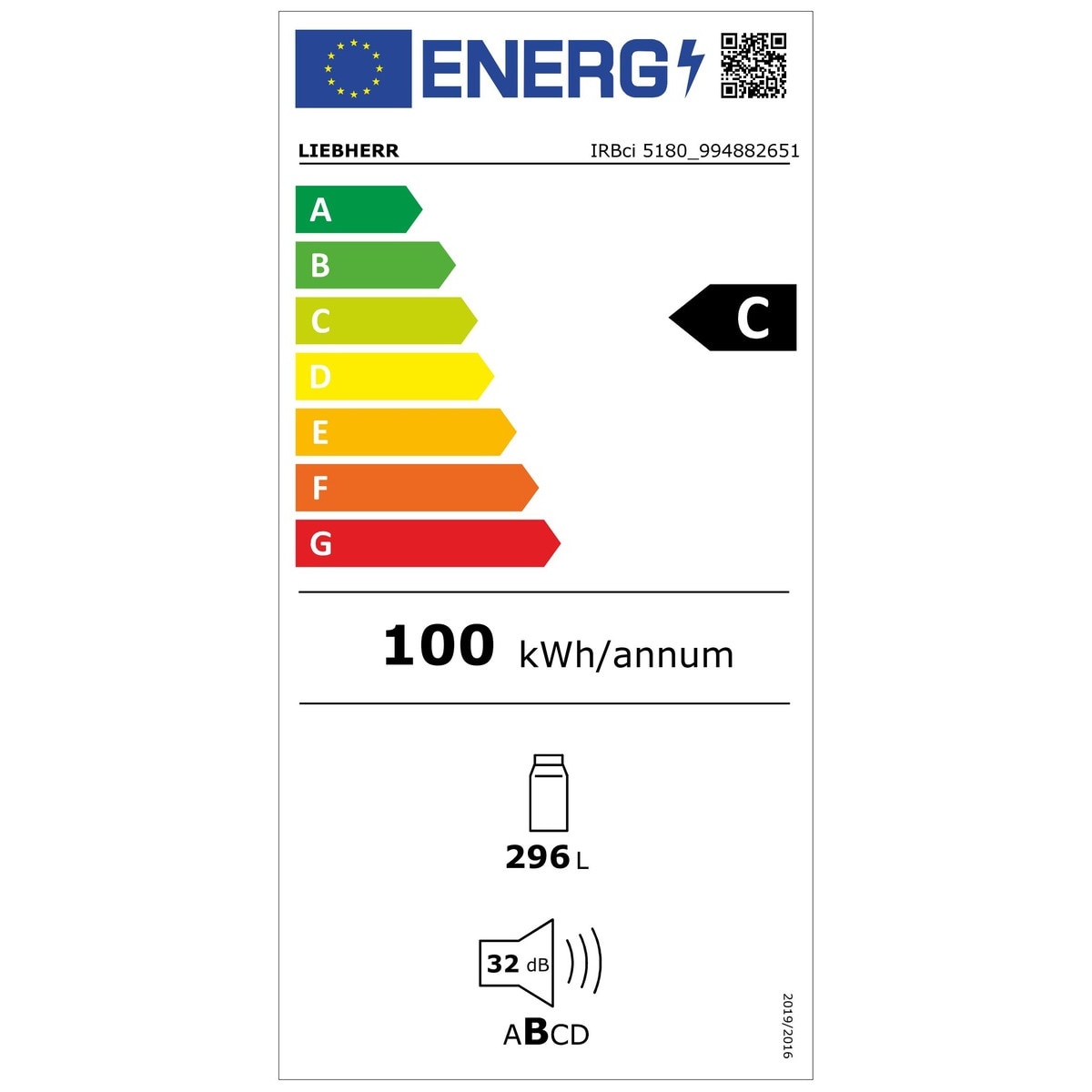 Frigider incorporabil cu o usa Liebherr IRBci 5180 Peak, 56 cm, BioFresh Professional cu HydroBreeze, 296 l, InfinitySpring, LightTower, SuperCool, SmartDeviceBox, Clasa C