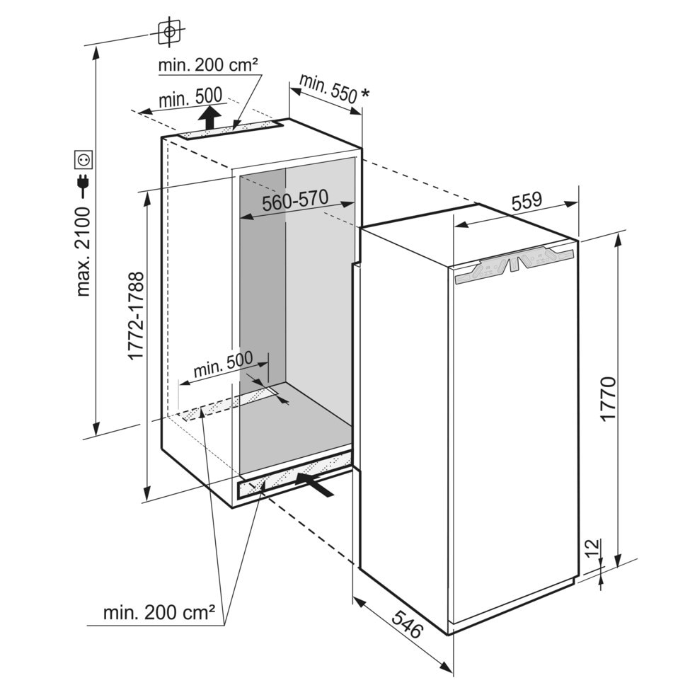 Frigider Incorporabil cu o usa Liebher Liebherr IRBd 5181 Peak, BioFresh, 274 l, Clasa D, H 178 cm, Alb