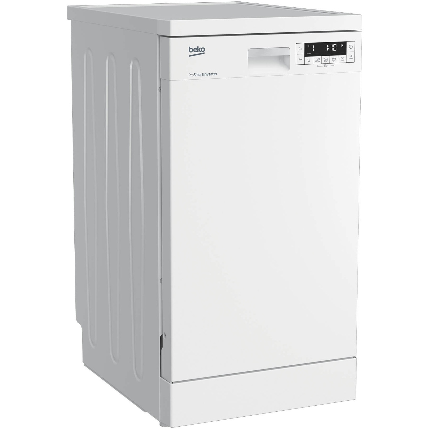 Masina de spalat vase Beko DFS26024W 10 seturi, 6 programe, Clasa E, Motor ProSmart Inverter, Fast+, HalfLoad, SuperRinse, Quick&Clean, AutoGlassShield, 45 cm, Alb
