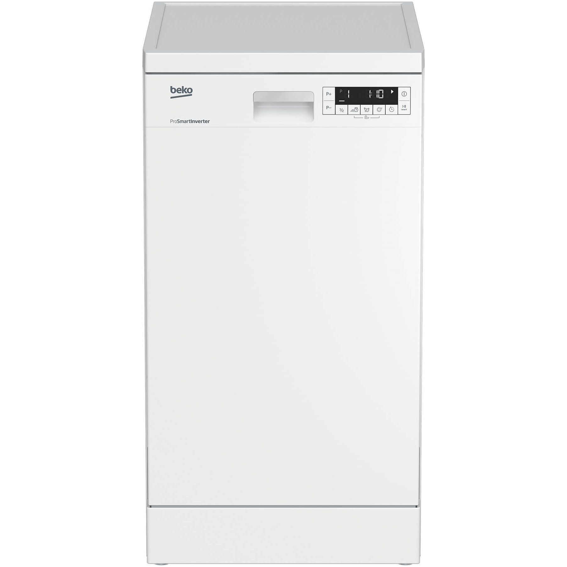 Masina de spalat vase Beko DFS26024W 10 seturi, 6 programe, Clasa E, Motor ProSmart Inverter, Fast+, HalfLoad, SuperRinse, Quick&Clean, AutoGlassShield, 45 cm, Alb