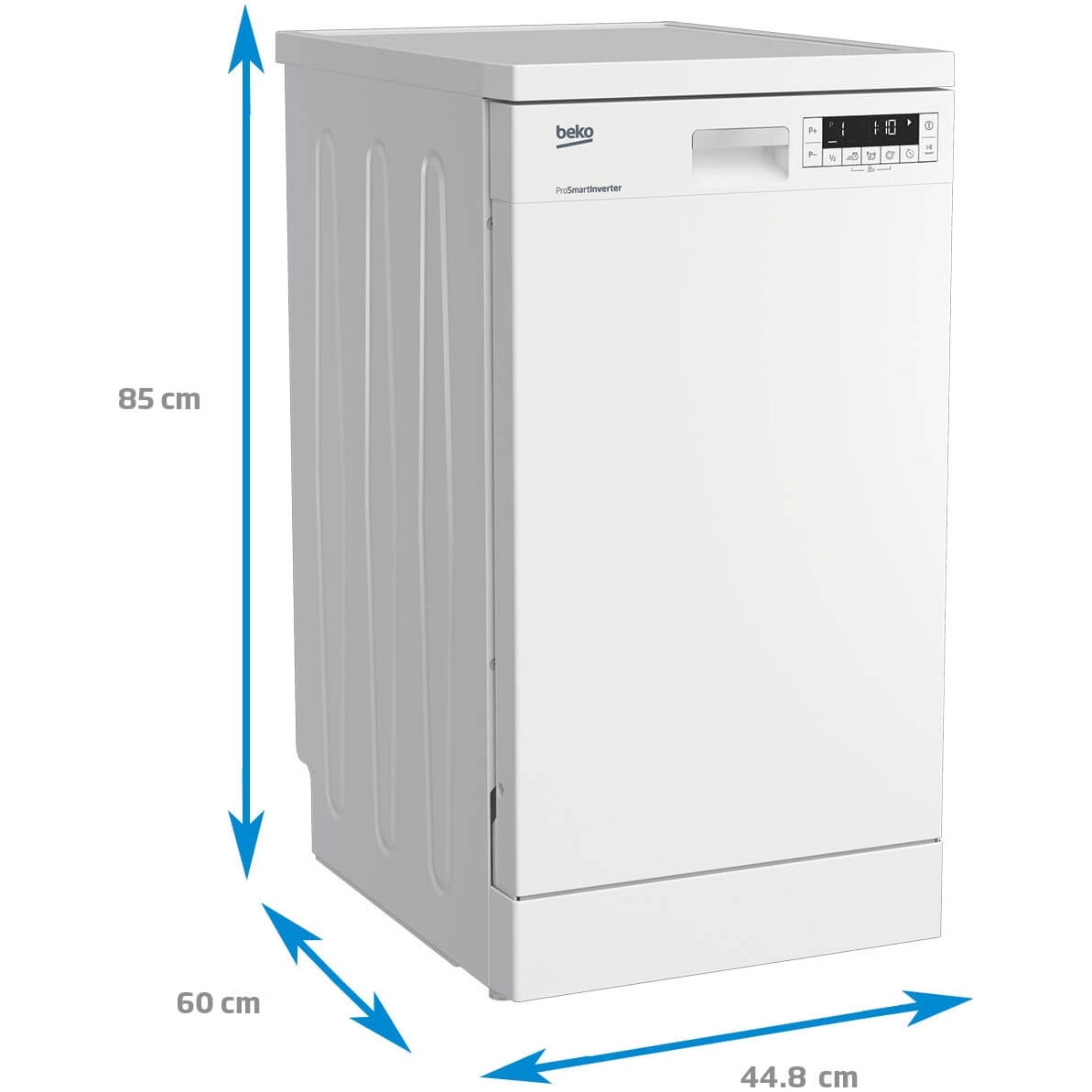 Masina de spalat vase Beko DFS26024W 10 seturi, 6 programe, Clasa E, Motor ProSmart Inverter, Fast+, HalfLoad, SuperRinse, Quick&Clean, AutoGlassShield, 45 cm, Alb