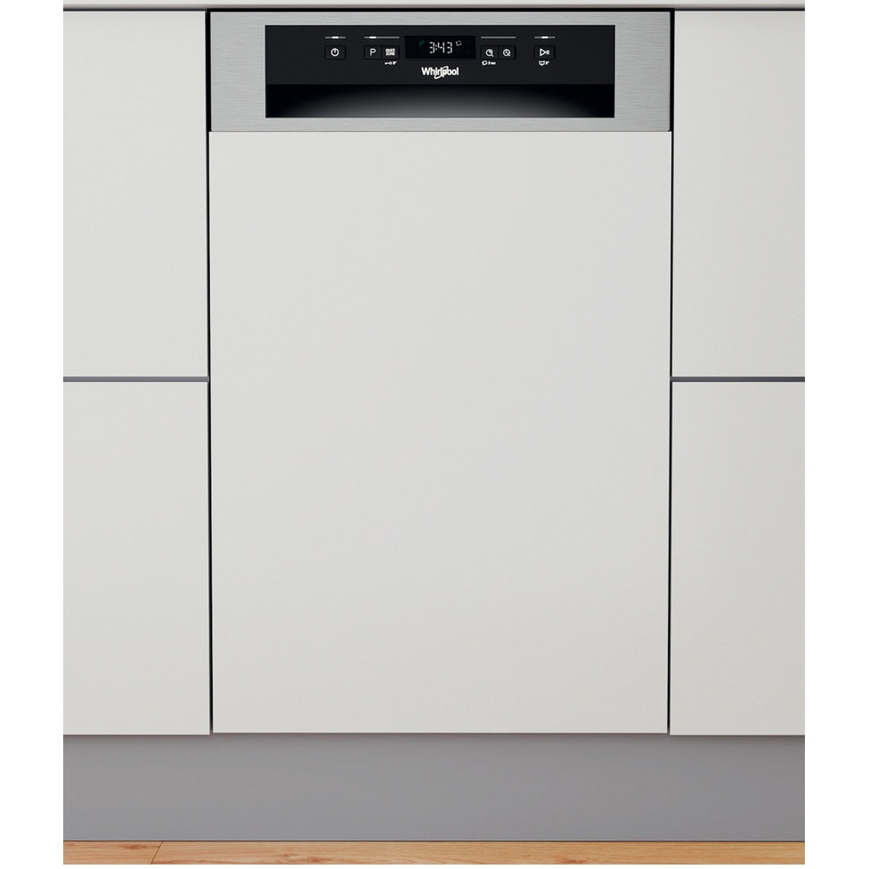 Masina de spalat vase semi-incorporabila Whirlpool WSBC3M17X, 10 seturi, 6 programe, Clasa F, 6th Sense, 45 cm