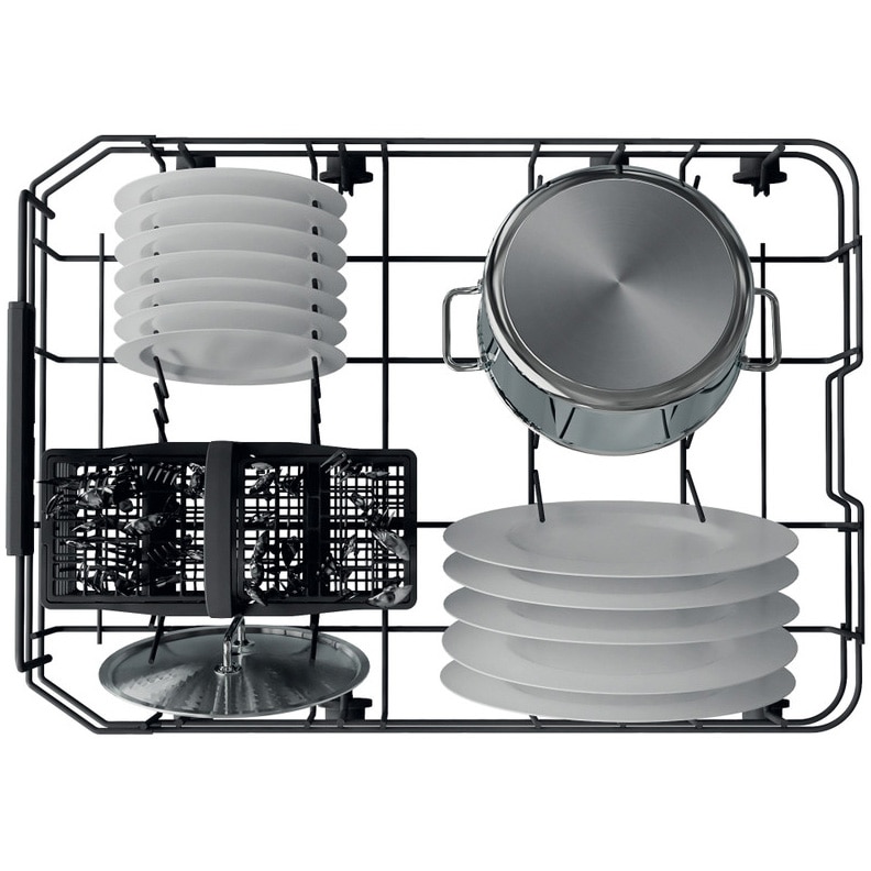 Masina de spalat vase semi-incorporabila Whirlpool WSBC3M17X, 10 seturi, 6 programe, Clasa F, 6th Sense, 45 cm