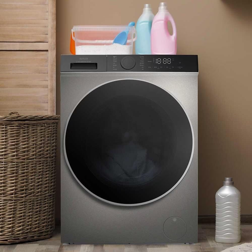 Masina de spalat rufe Muhler IWM914SAi, 9 kg, 1400 RPM, Clasa A, Steam, Drum Clean, Motor Inverter, Inox