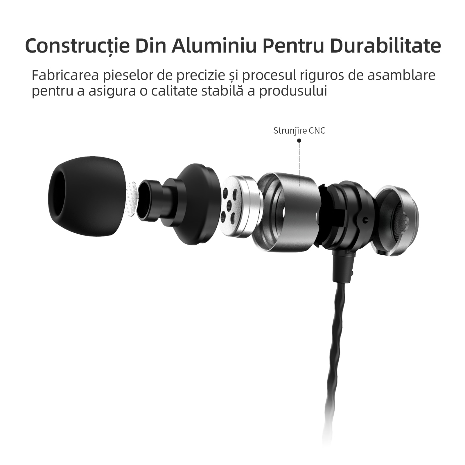 Casti SoundMAGIC E50C cu fir in-ear cu microfon, performanta imbunatatita la bas, calitate audio de inalta definitie, mufa audio de 3,5mm, compatibil cu telefoane/calculatoare/tablete, pistol negru