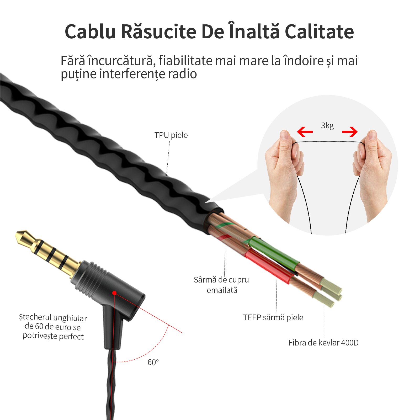 Casti SoundMAGIC E50C cu fir in-ear cu microfon, performanta imbunatatita la bas, calitate audio de inalta definitie, mufa audio de 3,5mm, compatibil cu telefoane/calculatoare/tablete, pistol negru