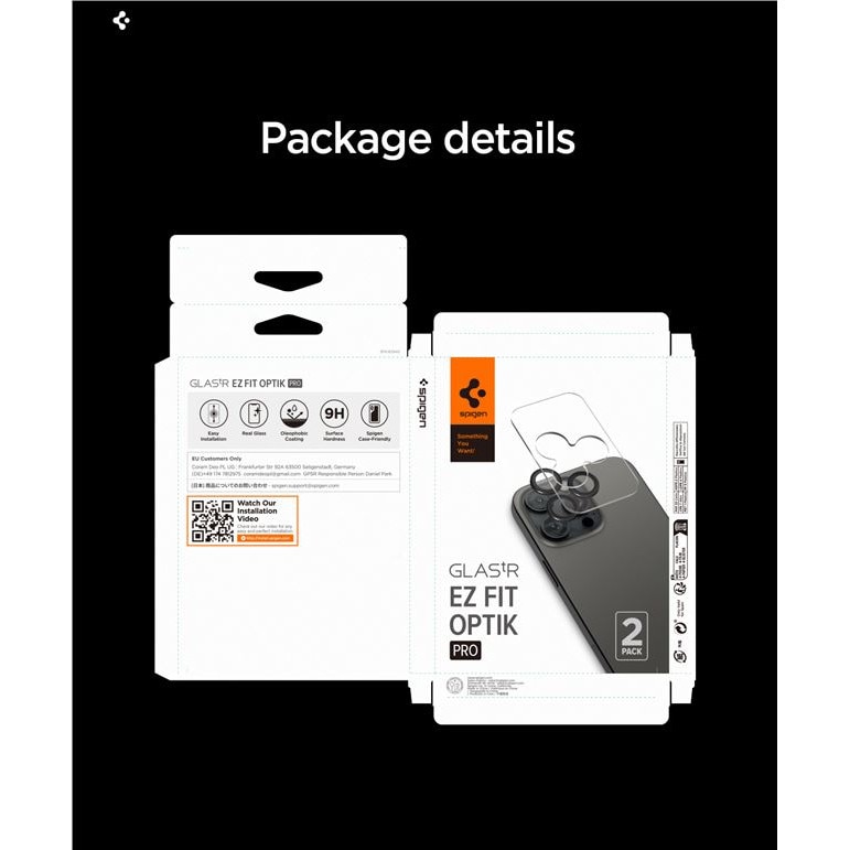 Set 2 folii sticla Spigen Glass tR EZ Fit Optik Pro, Sistem Montare, compatibila cu iPhone 14 Pro/Pro Max, 15 Pro/Pro Max, 16 Pro/Pro Max, 17 Pro/Pro Max, Portocaliu