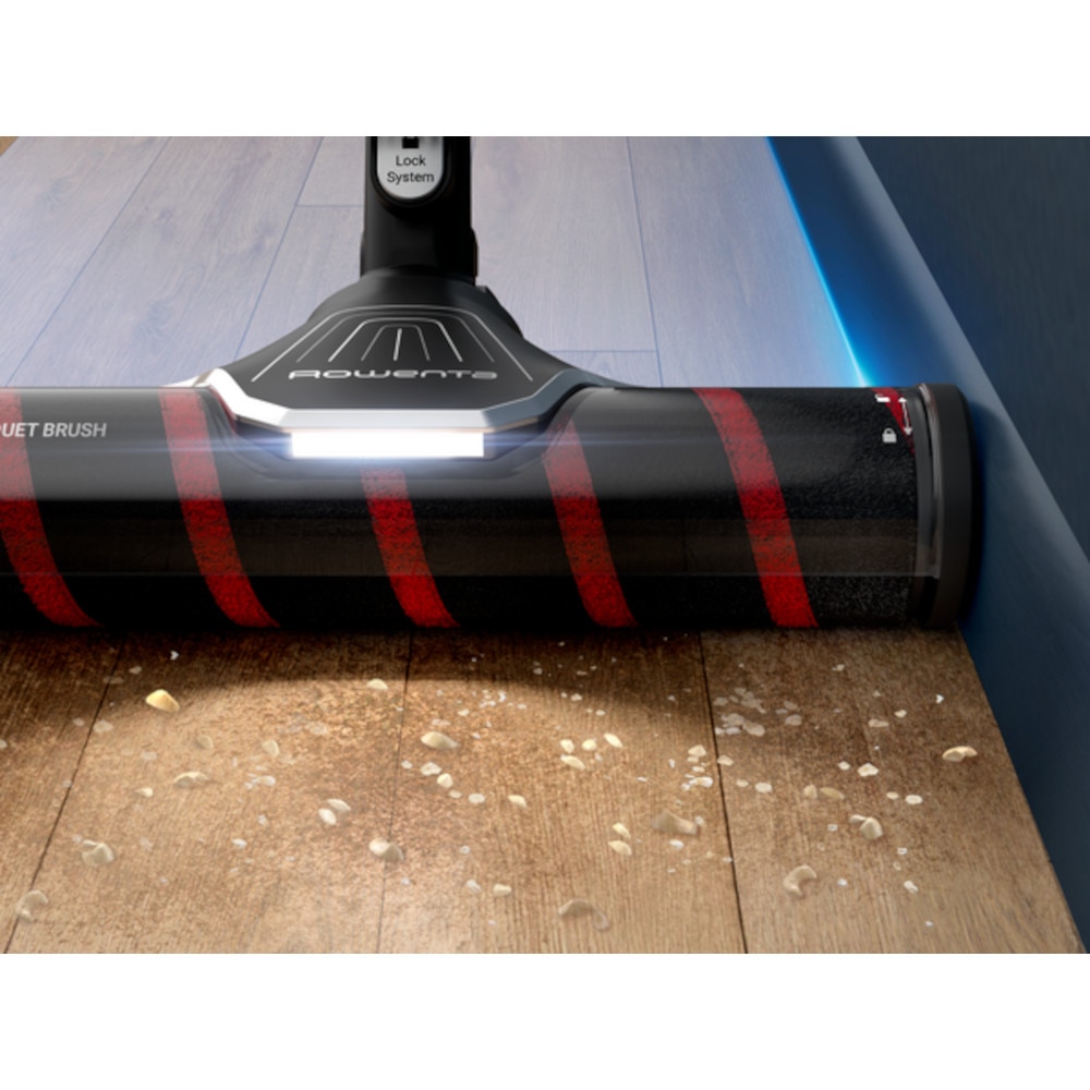 Aspirator vertical Rowenta X-Force Flex 9.60 Allergy RH2048WO, 250W, 100 air watts, 45 minute autonomie, iluminare LED, functie Boost, 3 trepte de putere, statie de incarcare, negru & violet