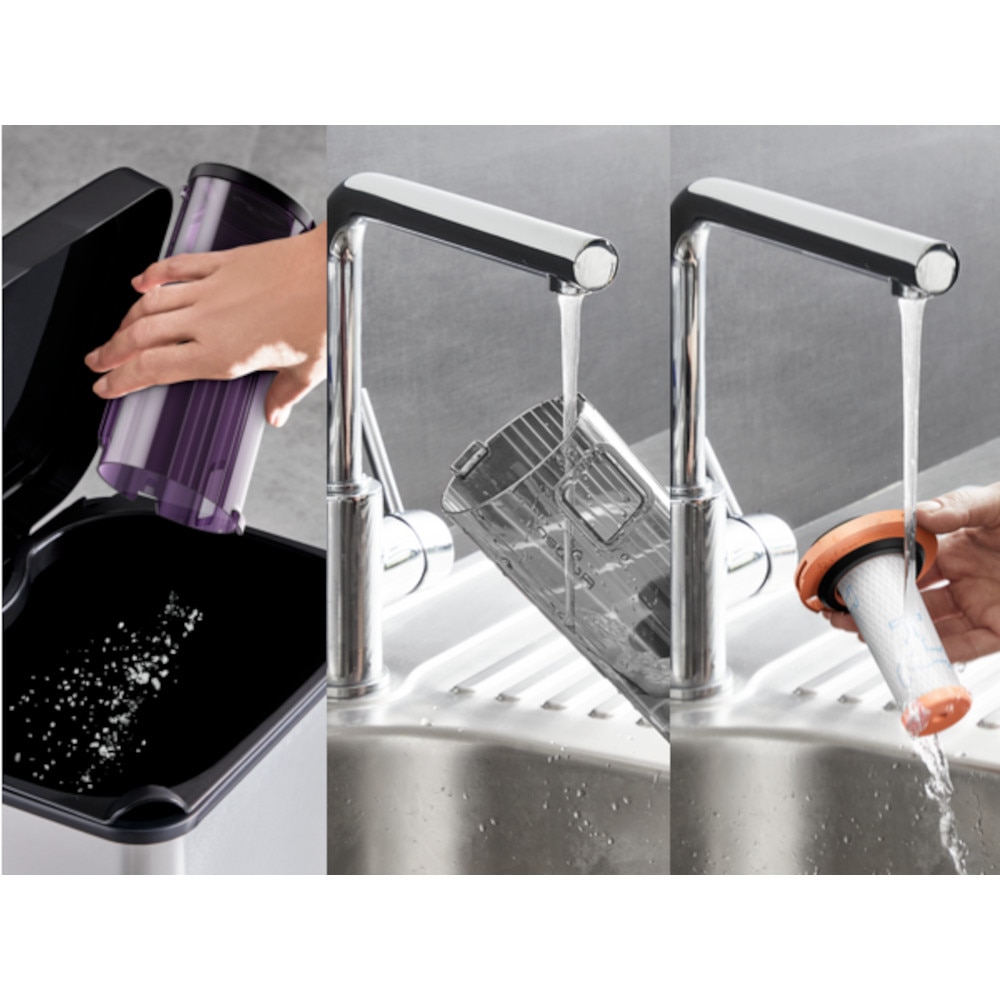 Aspirator vertical Rowenta X-Force Flex 9.60 Allergy RH2048WO, 250W, 100 air watts, 45 minute autonomie, iluminare LED, functie Boost, 3 trepte de putere, statie de incarcare, negru & violet