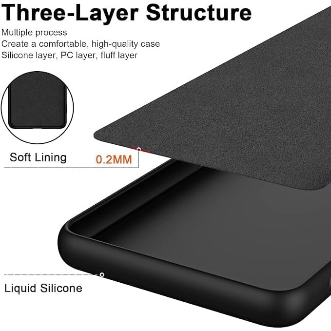 Husa pentru Motorola Edge 60 Fusion / Edge 60 Liquid Silicone subtire captusita cu microfibra anti amprenta protectie camera foto Negru