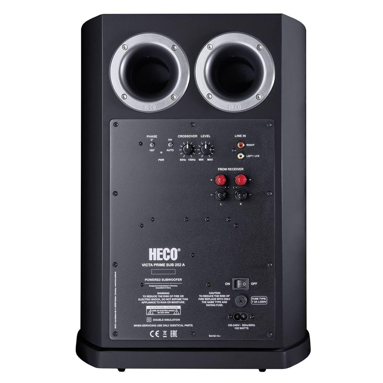 Subwoofer activ Heco Victa Elite Sub 252A, 100W, 254mm, negru, 322x458x405mm