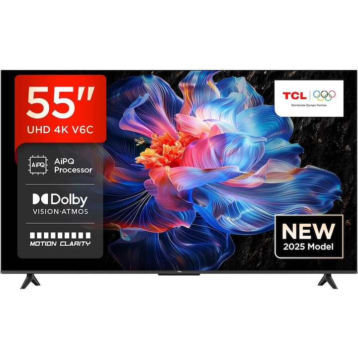 Televizor TCL 55V6C, 55 inch, 4K Ultra HD, Smart TV, negru, 140x90cm