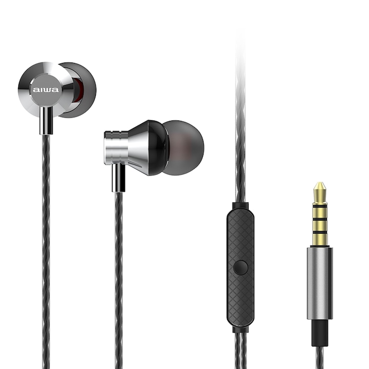 Casti cu fir, AIWA, ESTM-50SL, AUX, Argintiu