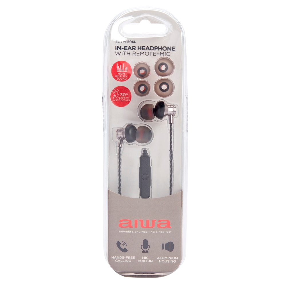 Casti cu fir, AIWA, ESTM-50SL, AUX, Argintiu
