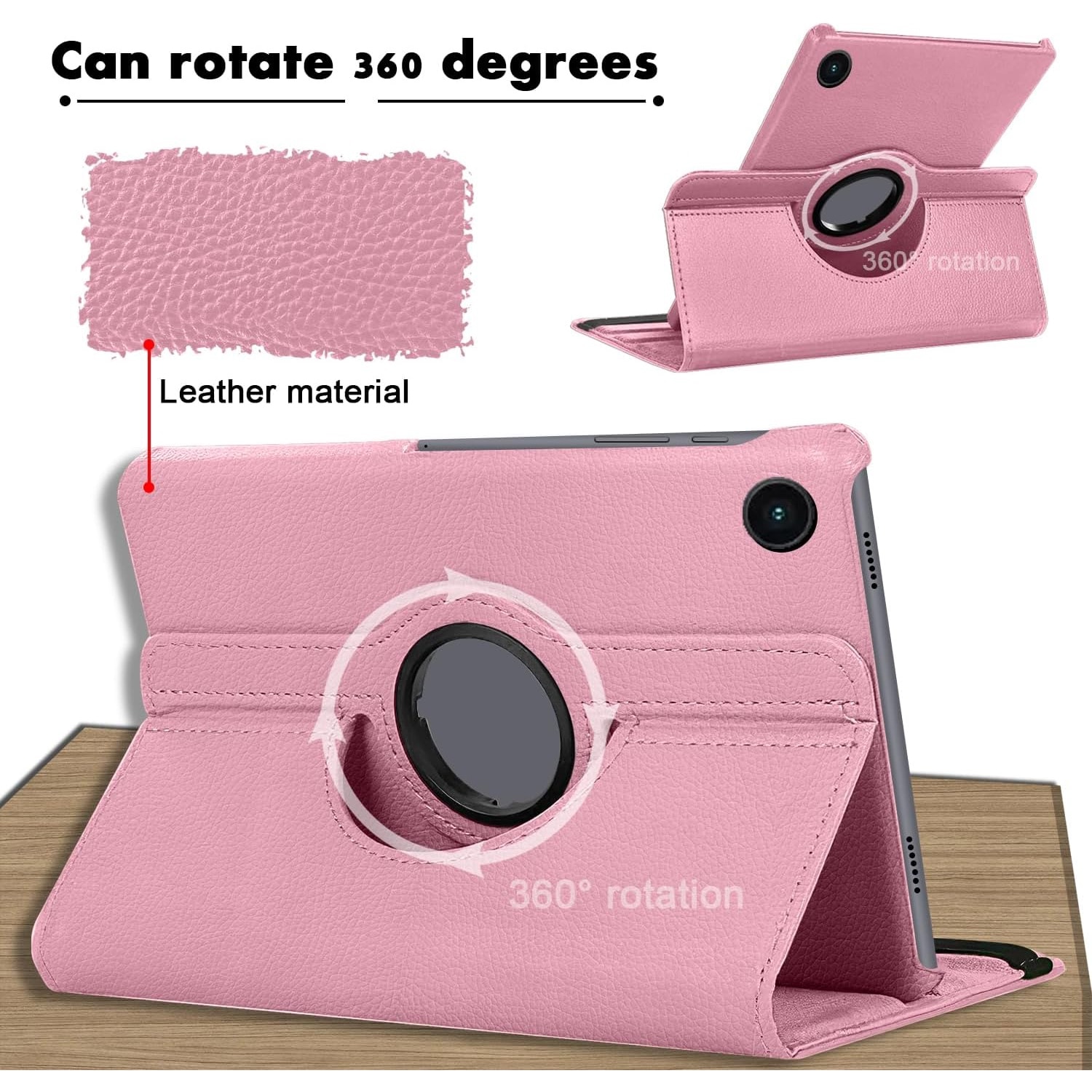 Husa tableta, Compatibil cu Samsung Galaxy Tab A9 8.7", Rotativ 360°, Roz