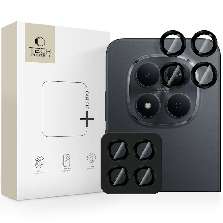 Folie camera telefon, TECH pentru Xiaomi Redmi Note 15 Pro 5G+ Plus 5G - de sticlă cu ramă neagră