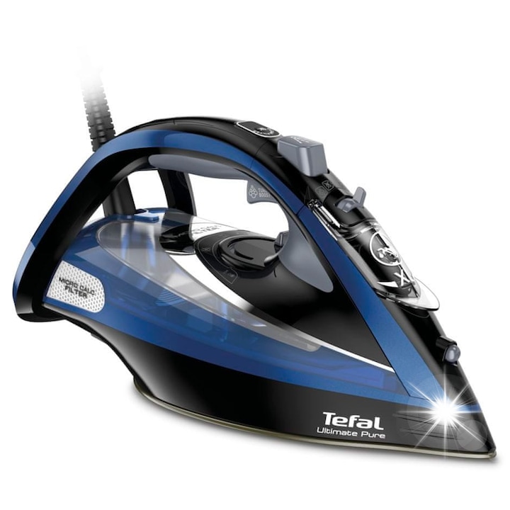 Fier de calcat Tefal Ultimate Pure, 3200W, abur continuu 60g/min, abur puternic 260g/min, negru, 0,35l