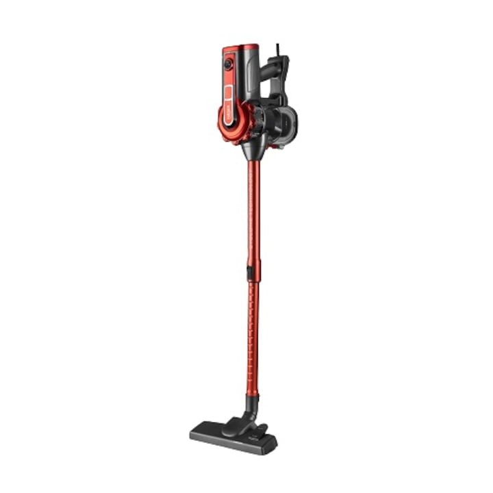 Aspirator vertical HAEGER Venus VC-600.048A, 2in1, 600 W, 0.6L, tehnologie ciclonica, fara sac, tub telescopic, cablu 5 m, rosu/negru