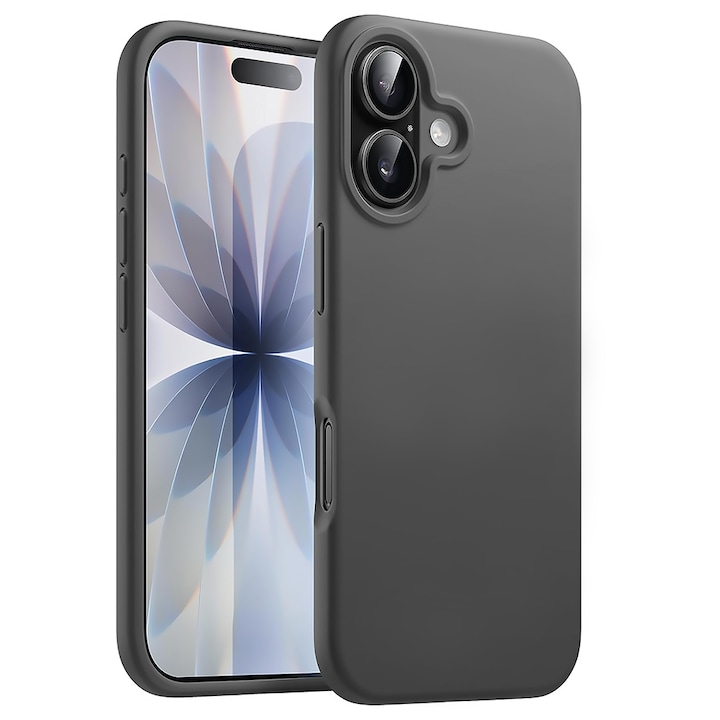 Husa CASEY STUDIOS™ pentru Apple iPhone 17, Soft Silicone Premium, Microfibra in Interior, de Protectie, Ultra Slim, pentru Incarcare Wireless, Margini Ridicate pentru Protectia Ecranului si a Camerelor, Gri inchis