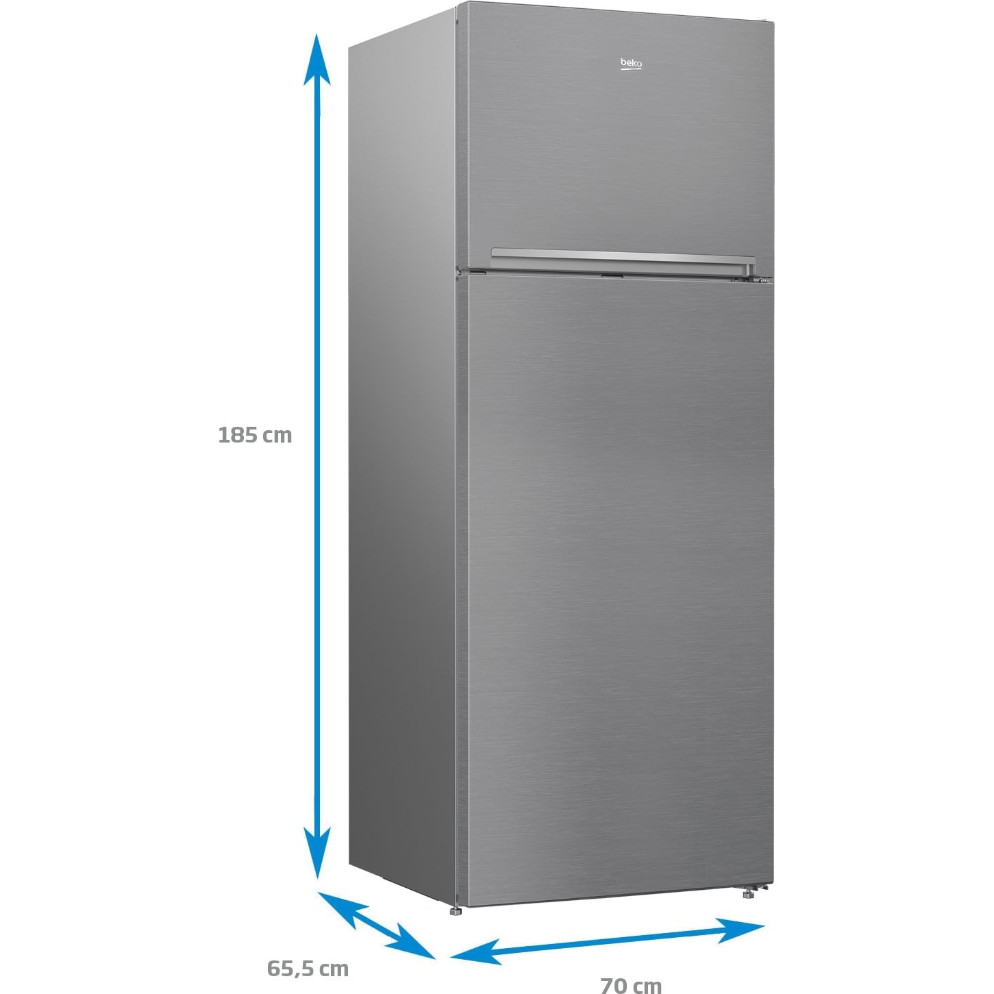 Frigider cu doua usi Beko RDNE455K30ZXBN, 406 l, No Frost, EverFresh+, Clasa F, H 185 cm, Argintiu