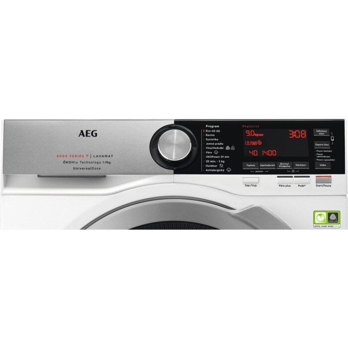 Masina de spalat rufe AEG L8FEC69PS, 9 kg, 1600 rpm, Clasa A, OKOMix, ProSteam, ProSense, Motor OKOInverter, Control touch, Alb