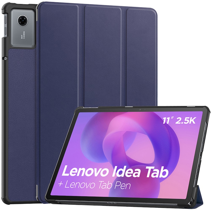 Husa pentru Lenovo Idea Tab 11 tip stand functie sleep/wake-up si inchidere magnetica, protectie 360 - albastru
