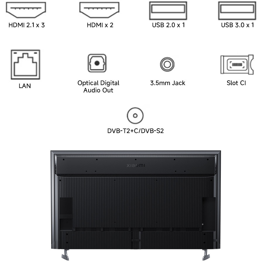 Televizor Xiaomi Mini LED S Pro, 189 cm, Smart Google TV, 4K Ultra HD, 100 Hz, Clasa F (Model 2025)