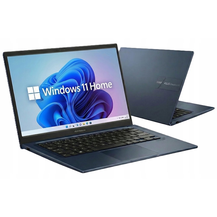Set Laptop Asus Vivobook 14, Procesor Intel Core I3 1315U, Memorie 24Gb Ram Ddr4, Stocare 512Gb Ssd M.2 Pcie, Sistem De Operare Windows 11 Home, Culoare Quiet Blue, Performanta Ridicata