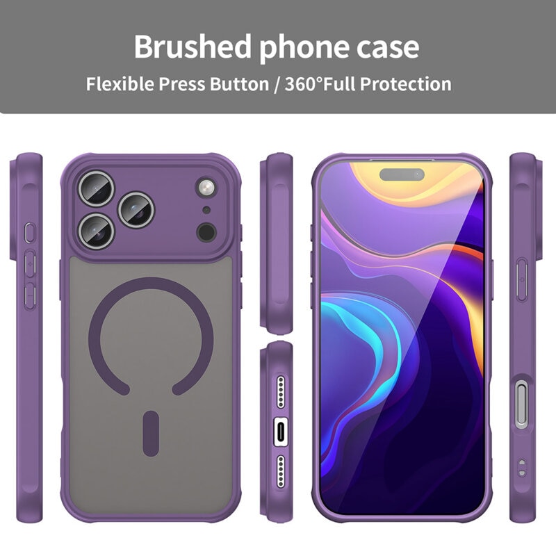 Husa pentru iPhone 17 Pro Max, Joyshell Frost Matte, compatibil cu MagSafe, Protectie Completa, Mov