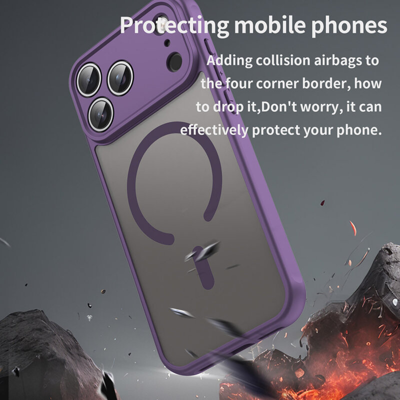 Husa pentru iPhone 17 Pro Max, Joyshell Frost Matte, compatibil cu MagSafe, Protectie Completa, Mov