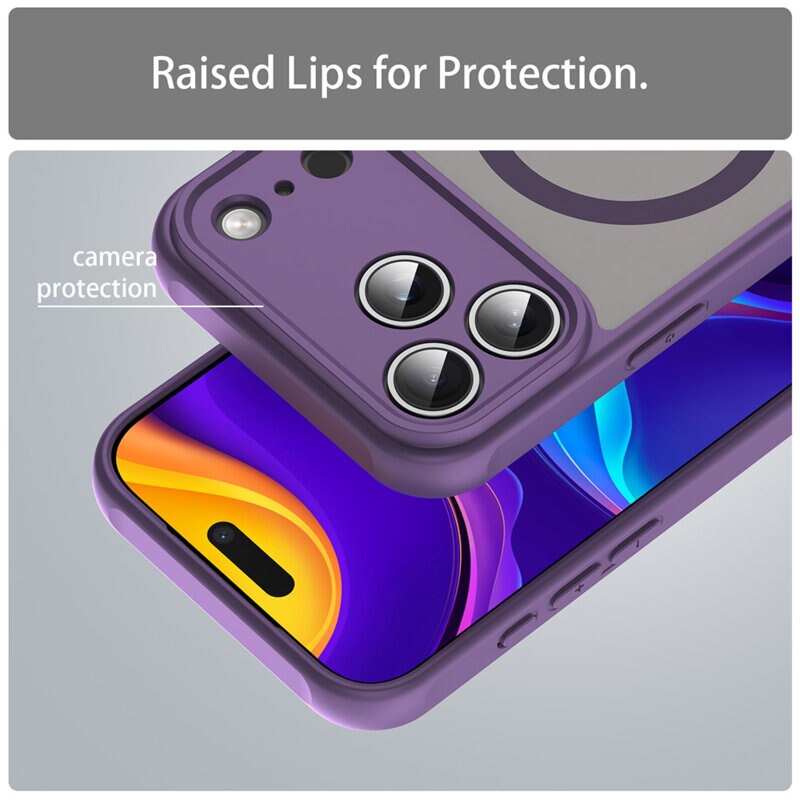 Husa pentru iPhone 17 Pro Max, Joyshell Frost Matte, compatibil cu MagSafe, Protectie Completa, Mov
