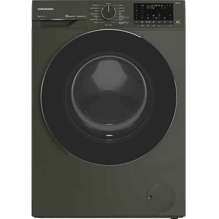Masina de Spalat Rufe Frontala GRUNDIG GW9P88418MB2 ES, SteamAssist, 8 kg, 1400 rpm, Clasa A, Wi-Fi, Gri Inchis