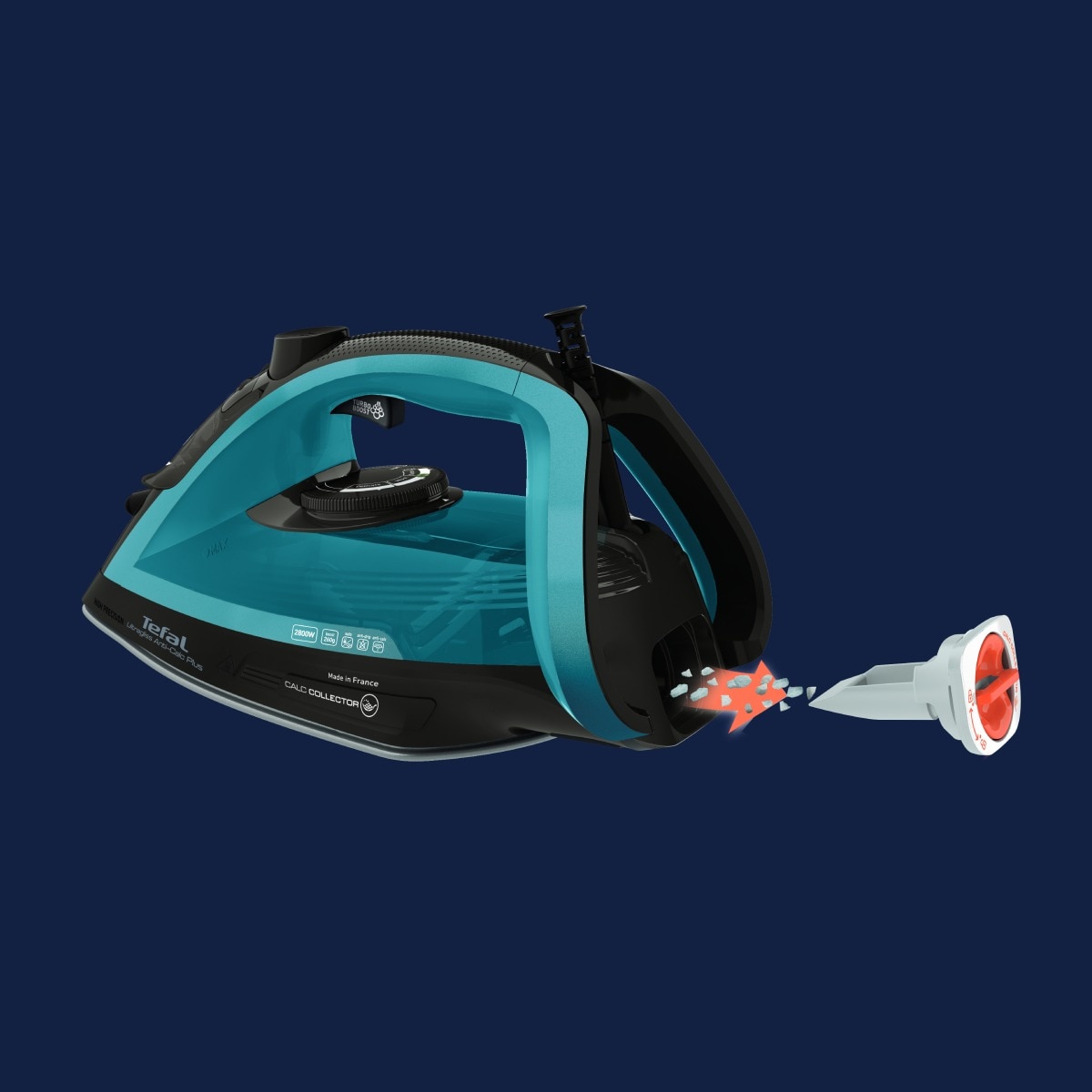 Fier de calcat cu abur UltraGliss Plus FV6832E0, 2800 W, mod Eco, talpa rezistenta la zgarieturi, setare anticalcar, albastru si negru