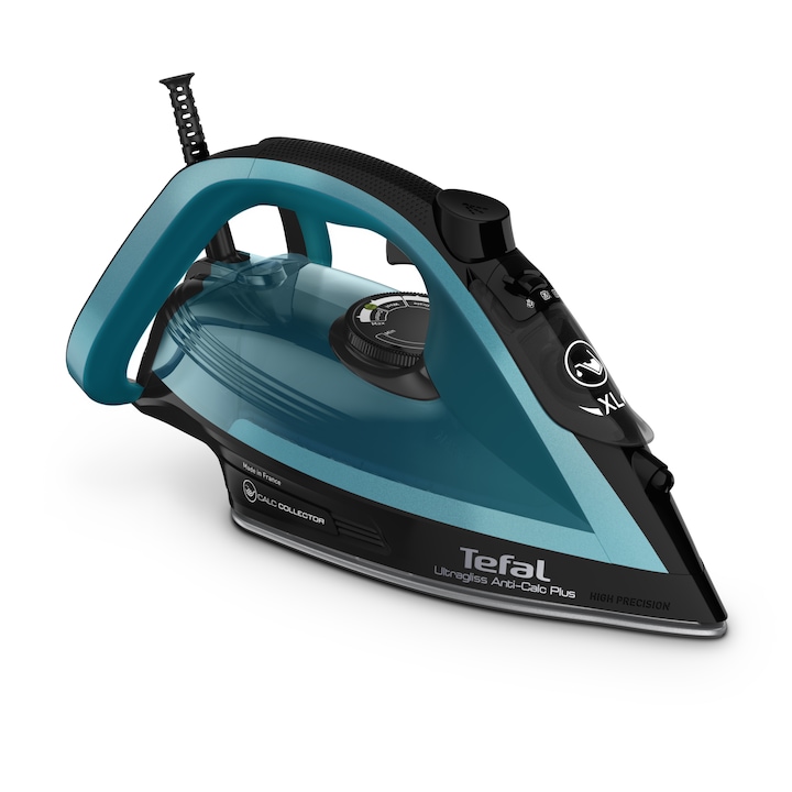 Fier de calcat cu abur UltraGliss Plus FV6832E0, 2800 W, mod Eco, talpa rezistenta la zgarieturi, setare anticalcar, albastru si negru