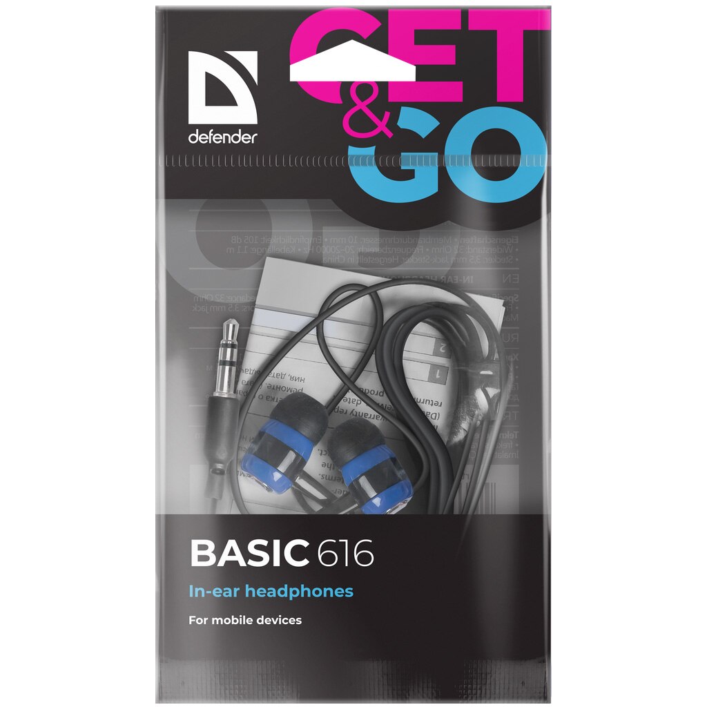 Casti audio Defender, Basic 616, Black/Blue